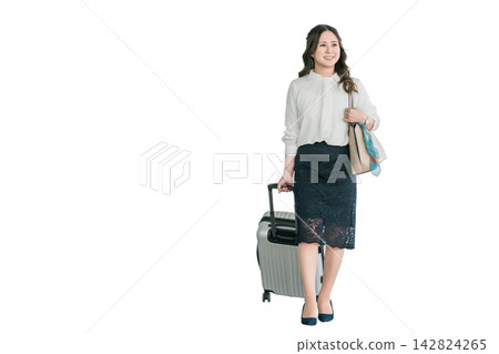 Business woman walking with a suitcase Business woman walking with a suitcase 142824265
