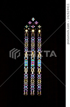 Stained glass window in Batalha Monastery, a UNESCO World Heritage site in Portugal Stained glass window in Batalha Monastery, a UNESCO World Heritage site in Portugal 142824411