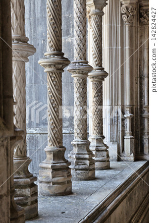 Intricate columns of Batalha Monastery in Portugal Intricate columns of Batalha Monastery in Portugal 142824427
