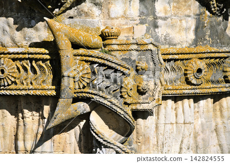 Stone carved belt buckle at Convento de Cristo in Portugal Stone carved belt buckle at Convento de Cristo in Portugal 142824555