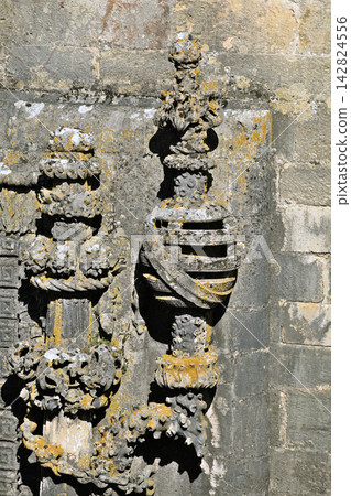 Intricate stone carving at Convento de Cristo, Portugal Intricate stone carving at Convento de Cristo, Portugal 142824556