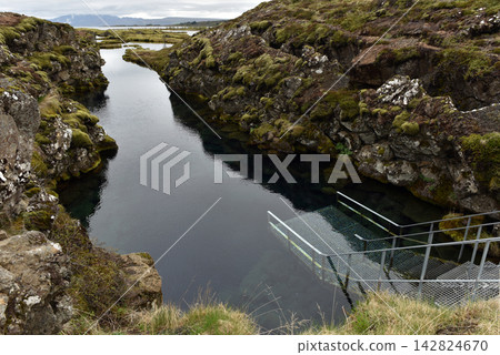 Silfra Fissure filled with glacial water between tectonic plates Silfra Fissure filled with glacial water between tectonic plates 142824670