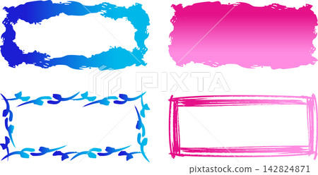 Hand-painted Japanese style frame borders for logos and titles, decorative border set. Hand-painted Japanese style frame borders for logos and titles, decorative border set. 142824871