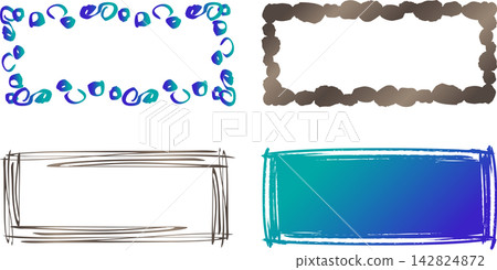 Hand-painted Japanese style frame borders for logos and titles, decorative border set. Hand-painted Japanese style frame borders for logos and titles, decorative border set. 142824872