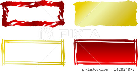 Hand-painted Japanese style frame borders for logos and titles, decorative border set. Hand-painted Japanese style frame borders for logos and titles, decorative border set. 142824873