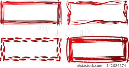 Hand-painted Japanese style frame borders for logos and titles, decorative border set. Hand-painted Japanese style frame borders for logos and titles, decorative border set. 142824874
