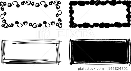 Hand-painted Japanese style frame borders for logos and titles, decorative border set. Hand-painted Japanese style frame borders for logos and titles, decorative border set. 142824891