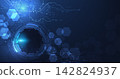 Mixed Geometry technology dark blue overlay concept. 142824937