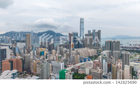 Hong Kong Sept 14 2026 Skyline Kowloon ICC Tower Aerial View Hong Kong Sept 14 2026 Skyline Kowloon ICC Tower Aerial View 142825690