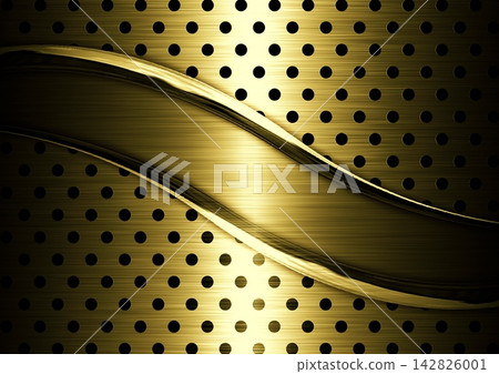 Perforated metal and brushed gold metal plate background | Technology abstract design Perforated metal and brushed gold metal plate background | Technology abstract design 142826001