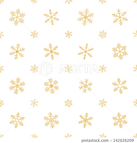 Gold Snowflakes Seamless Pattern on White Background Gold Snowflakes Seamless Pattern on White Background 142826209