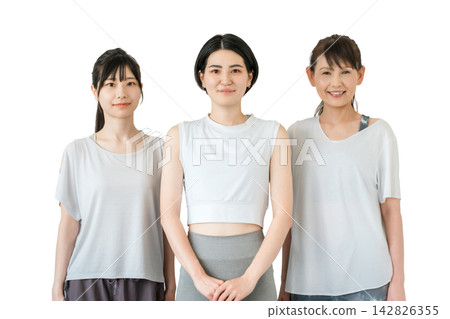 Women wearing sportswear training at the gym Women wearing sportswear training at the gym 142826355