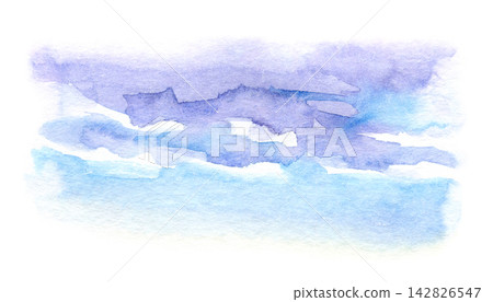 Watercolor moody purple and blue cloudy sky, dramatic stormy cloudscape Watercolor moody purple and blue cloudy sky, dramatic stormy cloudscape 142826547