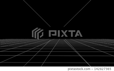 Background pixel video for game grid retro and space line black. Vr abstract graphic for 3d 80s art and digital geometric banner. Background design future for game portal tunnel and grid. 142827365