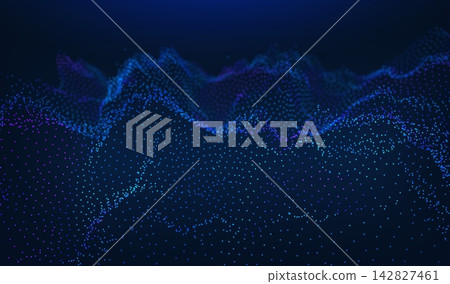 Abstract future ai background with blue big data and digital dots for tech and technology science presentation. Line cyber business network 3d backdrop. Connection graphic design. 142827461