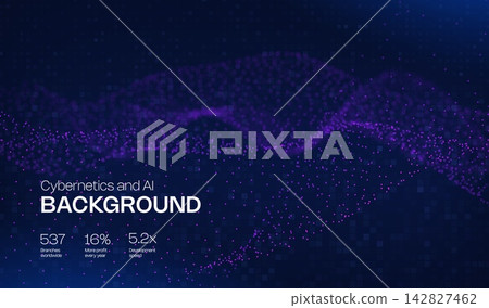 Abstract future ai background with blue big data and digital dots for tech and technology science presentation. Line cyber business network 3d backdrop. Connection graphic design. 142827462