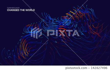 Digital technology data particle background network abstract for business communication future. Vector flow science with blue computer futuristic for ai connect line. Tech connection digital. 142827496
