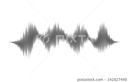 Sound noise level for wave science recording and music soundwave audio. Circle decibel glowing for rhythm background vector and equalizer abstract digital. Sound graphic line for wave voice. 142827498