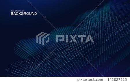 Digital technology data with background network abstract for business communication future. Vector flow science with blue computer futuristic for ai connect line. Tech connection digital. 142827513