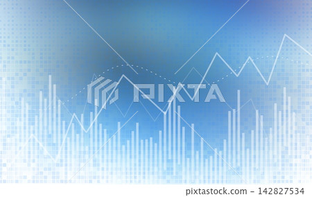 Graph stock market with background finance arrow and invest chart trade. White data economy with business digital exchange and concept forex growth. Money price graph with abstract banking. 142827534