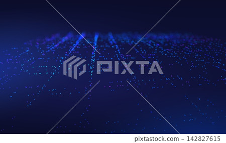 Background abstract with ai tech data and digital technology blue. 3d big cyber with financial flow futuristic and growth network business. Dark integration background with market template. 142827615