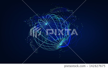 3d abstract sphere orb from dots. Digital and globe pattern background. Particle hud net for world grid geometric and network vector tech concept. 3d abstract sphere orb from dots. Digital and globe pattern background. Particle hud net for world grid geometric and network vector tech concept. 142827675