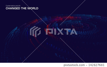 Abstract digital ai technology background with tech dots wave for big data science. 3d conference line with design pattern webinar for research graphic sound. Network presentation background. 142827681