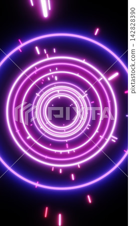 Futuristic neon circular portal with glowing magenta rings, radial light streaks, and cyber tunnel effect on a dark background. Futuristic neon circular portal with glowing magenta rings, radial light streaks, and cyber tunnel effect on a dark background. 142828390