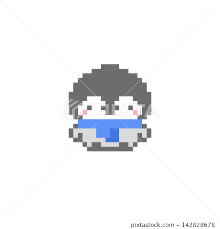 A blue scarf and a penguin in pixel art. A blue scarf and a penguin in pixel art. 142828678