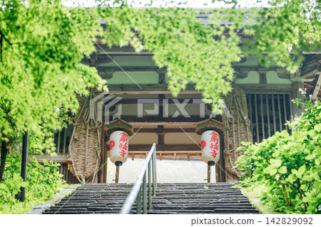 [Higashiomi City, Shiga Prefecture] Kongorinji Temple: Nitenmon Gate and fresh greenery 142829092