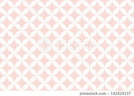 簡約的七寶圖案背景，粉紅色和白色幾何圖案，3:2 寬高比。 142829137