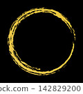 Brushstroke gold ring frame material - Vector, illustration, gold, golden, luxurious, circle, Japanese style, New Year's material, black background 142829200