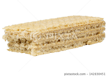 wafer cookie bitten isolated on white background wafer cookie bitten isolated on white background 142830451