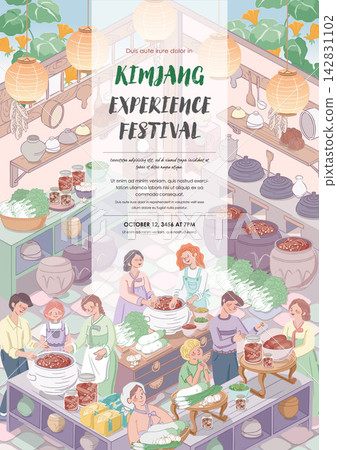 Kimjang Korean Kimchi Making Culture Template with Diverse People Pastel Vector Illustration Kimjang Korean Kimchi Making Culture Template with Diverse People Pastel Vector Illustration 142831102