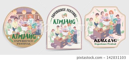 Kimjang Korean Kimchi Making Culture Emblem Set with Diverse People Pastel Vector Illustration Kimjang Korean Kimchi Making Culture Emblem Set with Diverse People Pastel Vector Illustration 142831103