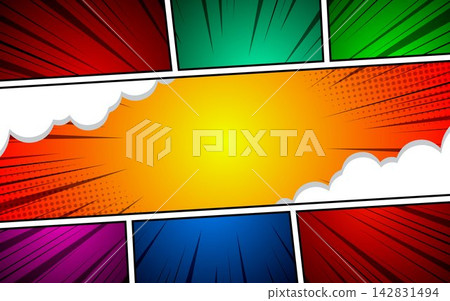 Colorful comic abstract scene page background. Colorful comic abstract scene page background. 142831494