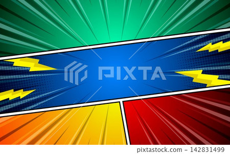 Colorful comic abstract scene page background.  142831499