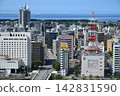 View of Niigata city (Sea of Japan side) from the observation deck of the Sky Plaza at Niigata Nippo Media Ship. 142831590