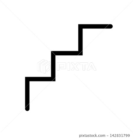 A simple line drawing icon of a three-tiered staircase representing growth and progress. A simple line drawing icon of a three-tiered staircase representing growth and progress. 142831799
