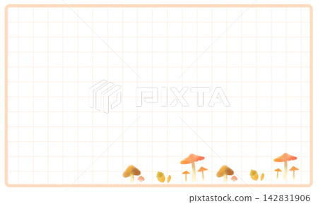 一個簡單的秋季相框，圖案是蘑菇和橡子。 142831906