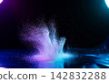 Futuristic Technology Network data concept. Sand explosion with innovation patter to connect the Dots as neuron system with light motion. Technology futuristic of data network is pattern background 142832288