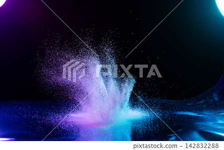 Futuristic Technology Network data concept. Sand explosion with innovation patter to connect the Dots as neuron system with light motion. Technology futuristic of data network is pattern background Futuristic Technology Network data concept. Sand explosion with innovation patter to connect the Dots as neuron system with light motion. Technology futuristic of data network is pattern background 142832288