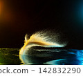 Futuristic Technology Network data concept. Sand explosion with innovation patter to connect the Dots as neuron system with light motion. Technology futuristic of data network is pattern background 142832290
