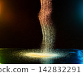 Futuristic Technology Network data concept. Sand explosion with innovation patter to connect the Dots as neuron system with light motion. Technology futuristic of data network is pattern background 142832291