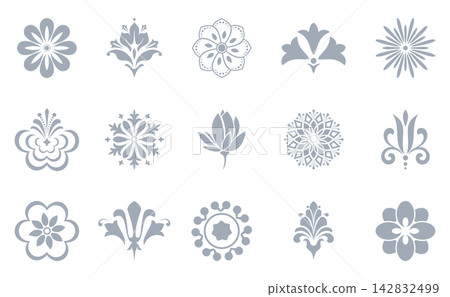 Flower icons set. Isolated elements for design. Vector graphics. Flower collection Flower icons set. Isolated elements for design. Vector graphics. Flower collection 142832499