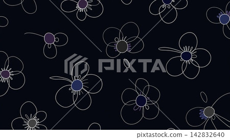 A minimalist pattern of hand-drawn doodle flowers Vector background 142832640