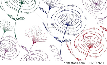 A minimalist pattern of hand-drawn doodle flowers Vector background A minimalist pattern of hand-drawn doodle flowers Vector background 142832641