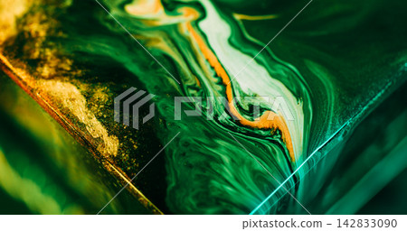 Shiny ink. Acrylic flow. Defocused green yellow neon color mix sparkling texture glitter fluid floating on abstract art background. Shiny ink. Acrylic flow. Defocused green yellow neon color mix sparkling texture glitter fluid floating on abstract art background. 142833090
