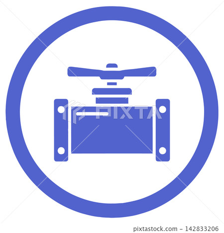 Industrial valve icon in blue circle on white background for industry and technology concepts Industrial valve icon in blue circle on white background for industry and technology concepts 142833206
