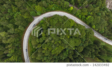 Aerial View Austrian Slovenian Border Alps Mountain Range Ridge Aerial View Austrian Slovenian Border Alps Mountain Range Ridge 142833492